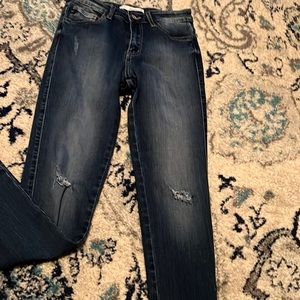 Medium wash ankle skinny jeans